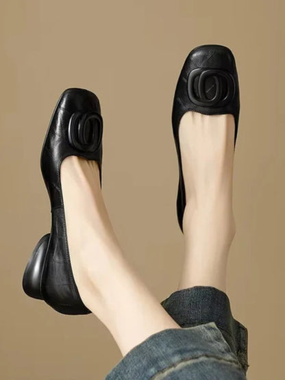 Ballerines cuir bout carré