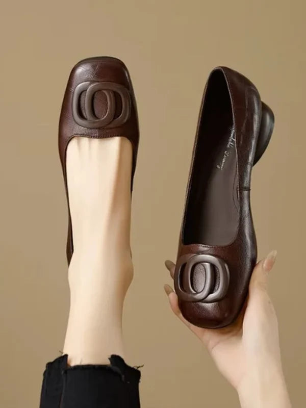 Ballerines cuir bout carré