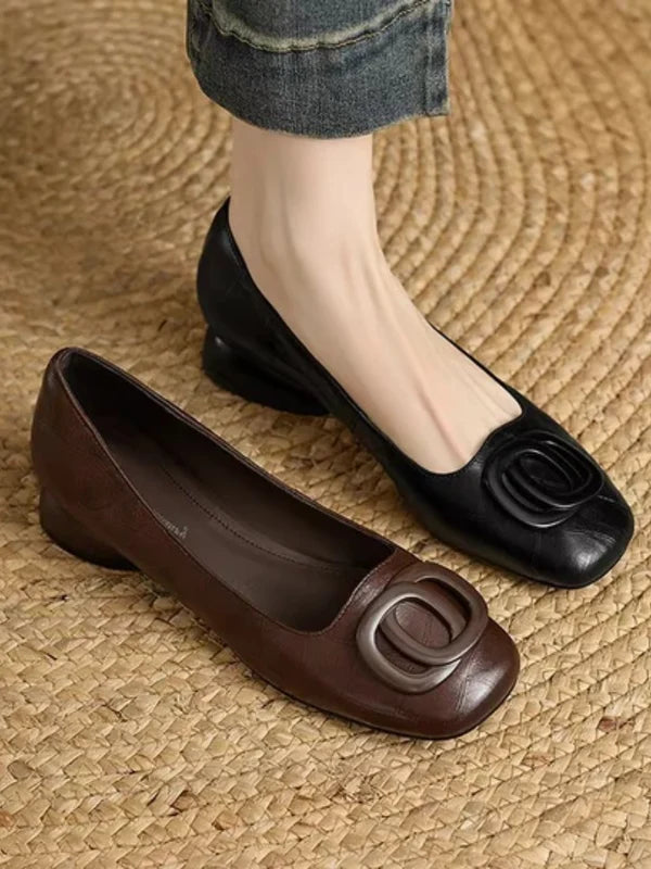 Ballerines cuir bout carré