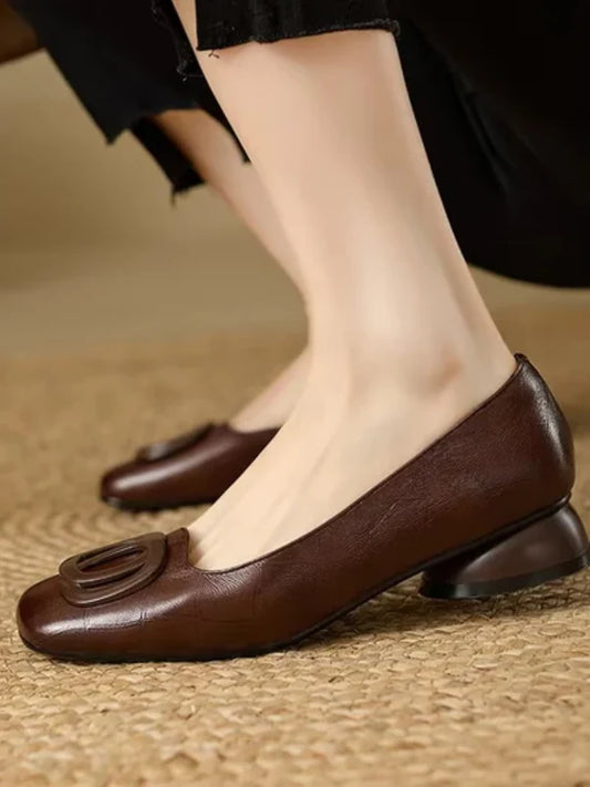 Ballerines cuir bout carré