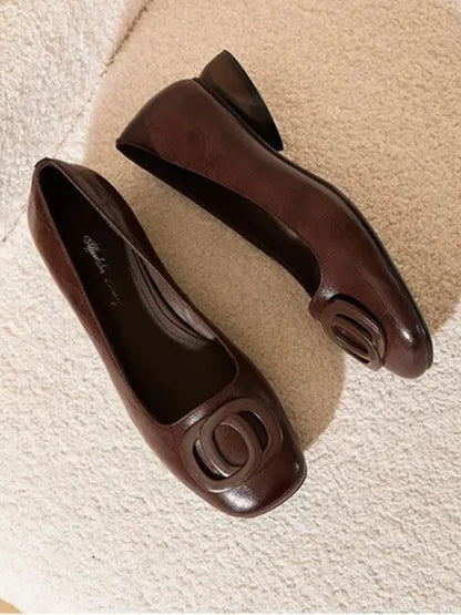 Ballerines cuir bout carré