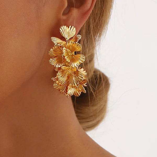 Boucles d'oreilles en C motif floral