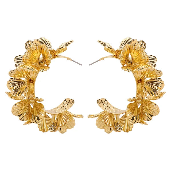 Boucles d'oreilles en C motif floral
