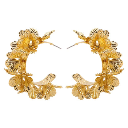 Boucles d'oreilles en C motif floral