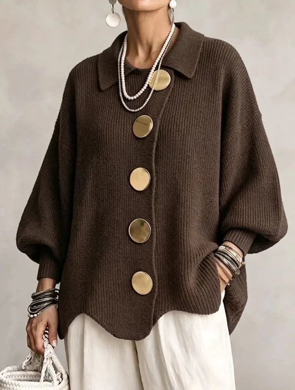 Cardigan ample à boutons dorés