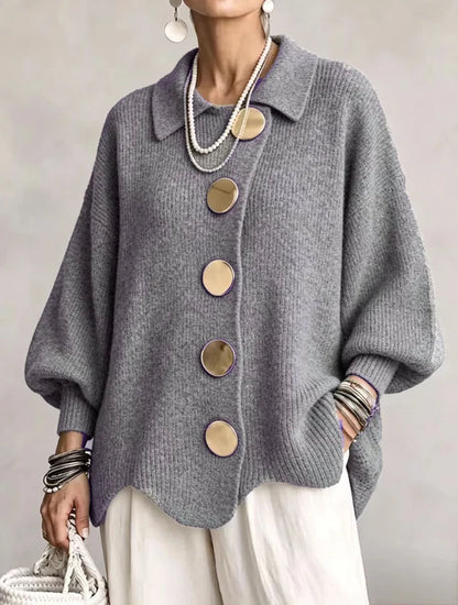 Cardigan ample à boutons dorés