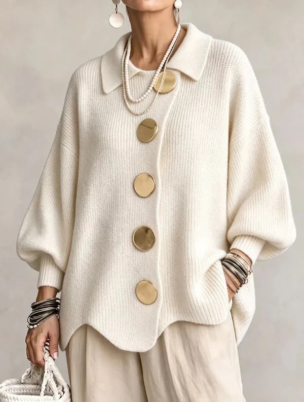 Cardigan ample à boutons dorés