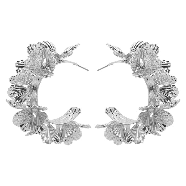 Boucles d'oreilles en C motif floral