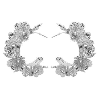 Boucles d'oreilles en C motif floral