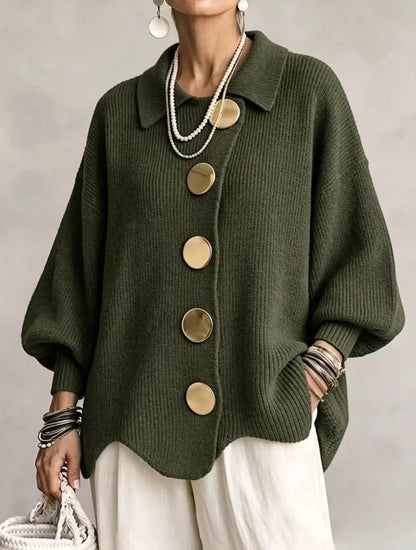 Cardigan ample à boutons dorés
