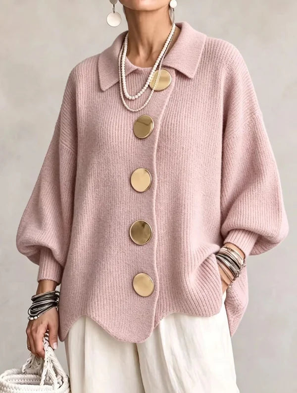 Cardigan ample à boutons dorés