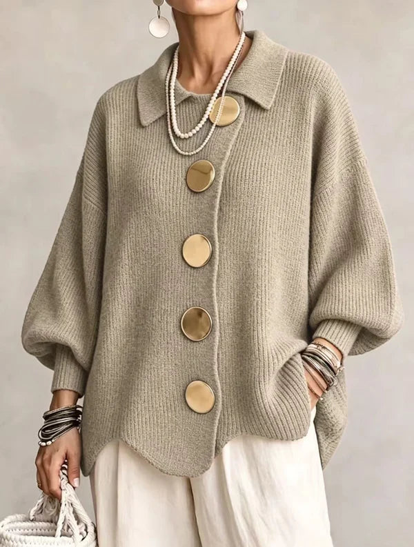 Cardigan ample à boutons dorés