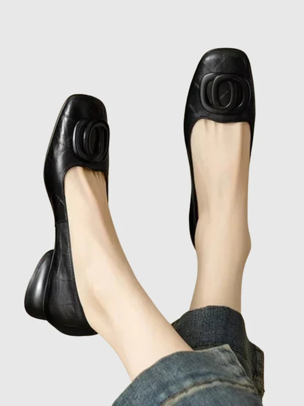 Ballerines cuir bout carré