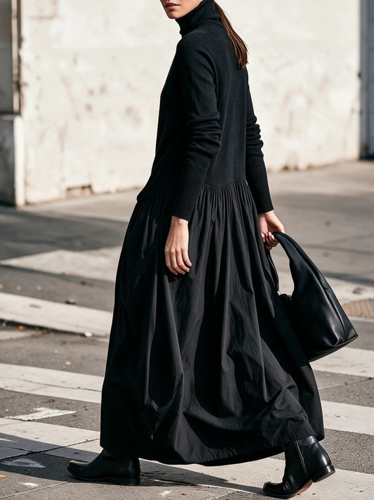 Céleste | Robe Maxi Oversize à Col Montant