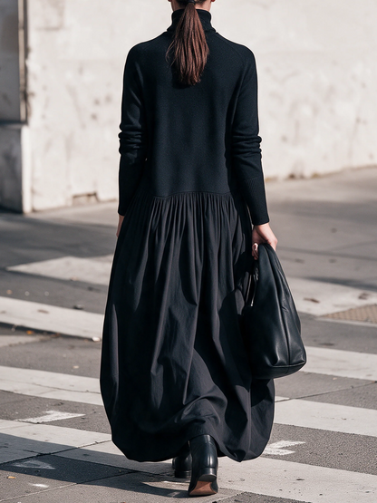 Céleste | Robe Maxi Oversize à Col Montant