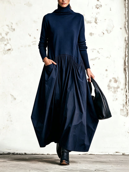 Céleste | Robe Maxi Oversize à Col Montant