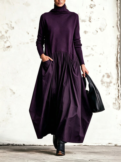 Céleste | Robe Maxi Oversize à Col Montant