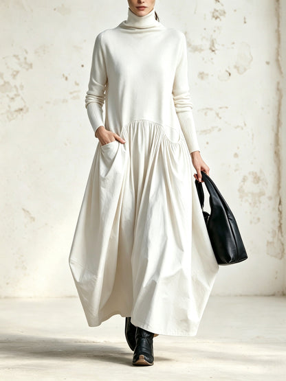 Céleste | Robe Maxi Oversize à Col Montant