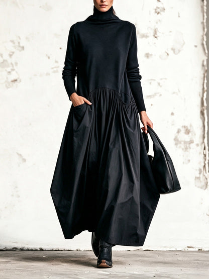 Céleste | Robe Maxi Oversize à Col Montant