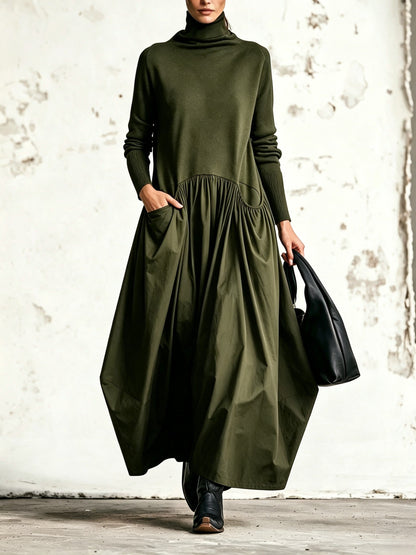 Céleste | Robe Maxi Oversize à Col Montant