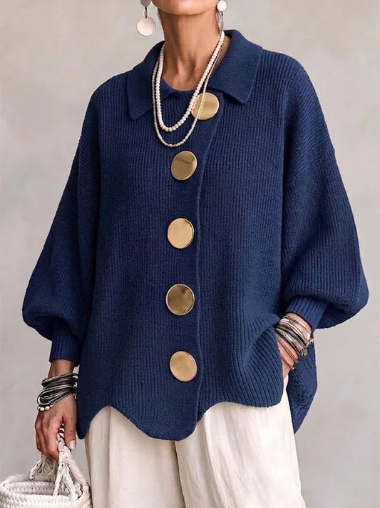 Cardigan ample à boutons dorés